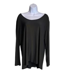 Last Tango Women's Black Scoop Neck Long Sleeve Tunic Top Size L Minimalist